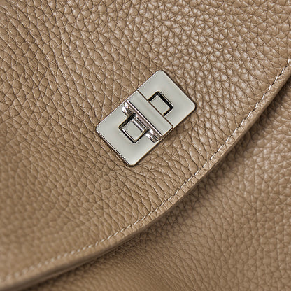 Nonchalant Lychee-Grain Genuine Leather Crossbody Hobo Bag