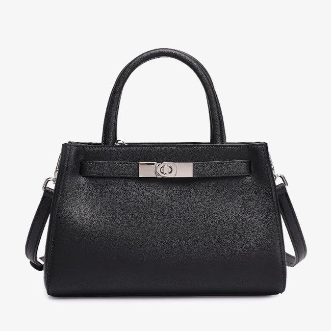 Textured Genuine Leather Kelly Satchel Elegant Crossbody Bag