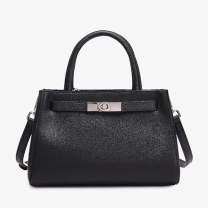 Textured Genuine Leather Kelly Satchel Elegant Crossbody Bag