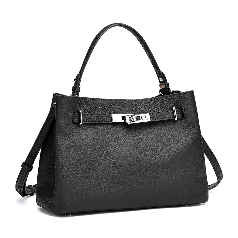 Sleek Genuine Leather Satchel Clutch Bag