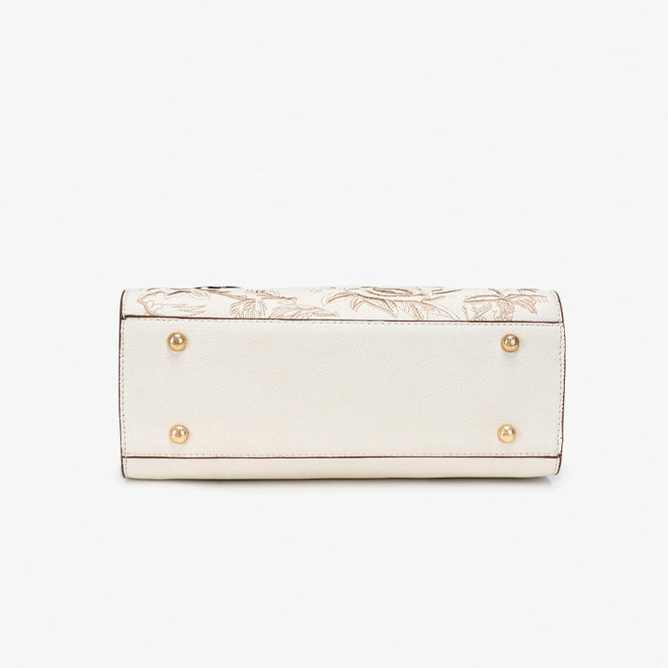 Retro Floral Contrast Vegan Eco-Leather Clutch Bag