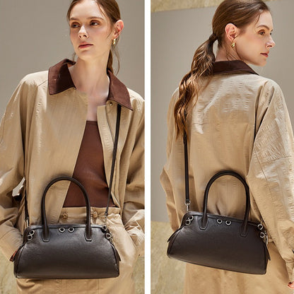 Defined Genuine Leather Boston Clutch Bag