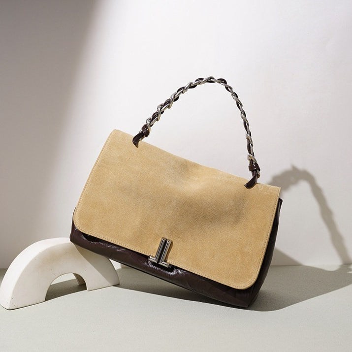Elegant Genuine Leather Flap Messenger Clutch Bag