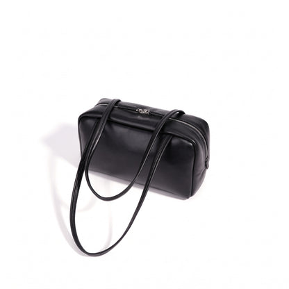 Bolso de mano tipo clutch minimalista de piel de oveja genuina con forma de bolera