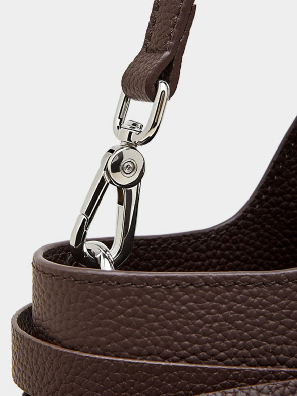 The Pebbled Genuine Leather Mini Bucket Tote Bag with Turn-Lock Closure