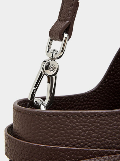The Pebbled Genuine Leather Mini Bucket Tote Bag with Turn-Lock Closure