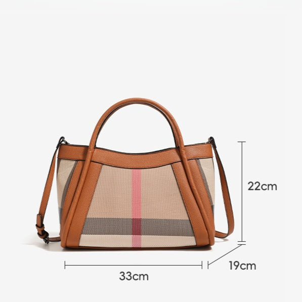 Sophisticated British Plaid Vegan Eco-Leather Tote Clutch Bag