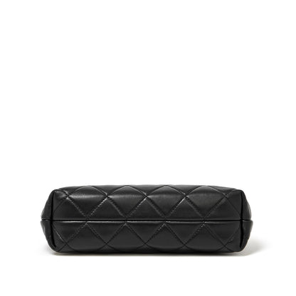 Mini sac pochette matelassé en cuir véritable mouton avec chaîne