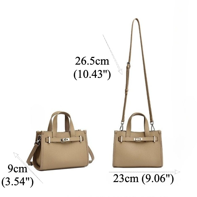 Minimalist Pebbled Genuine Leather Kelly Clutch Bag with Metal Turn Lock