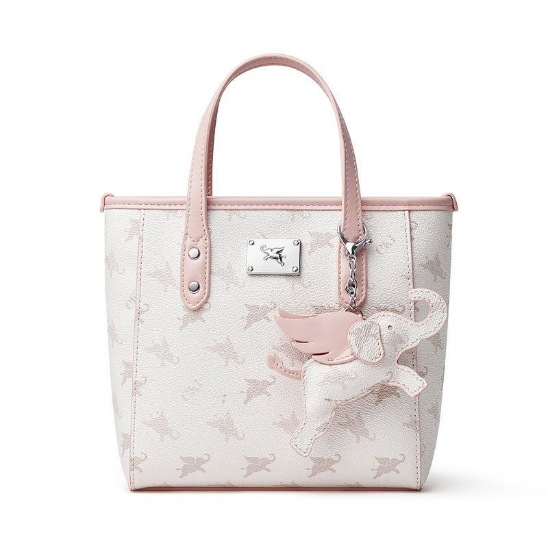 Borsa tote versatile a tracolla retrò con monogramma Flying Elephant e pendente