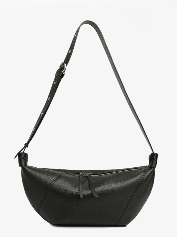 Effortless Genuine Leather Crossbody Dumpling Bag