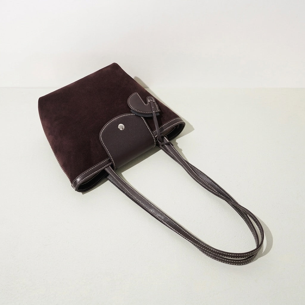 Urban Suede Genuine Leather Mini Tote Clutch Bag