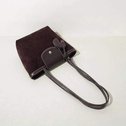 Urban Suede Genuine Leather Mini Tote Clutch Bag