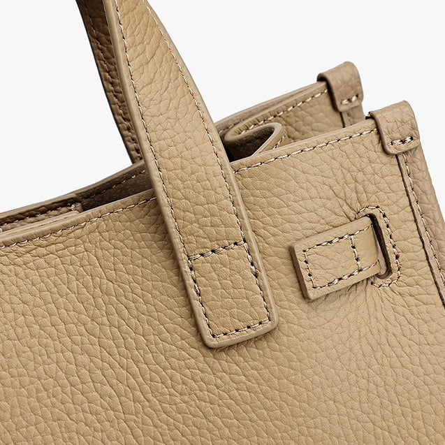 Minimalist Pebbled Genuine Leather Kelly Clutch Bag with Metal Turn Lock