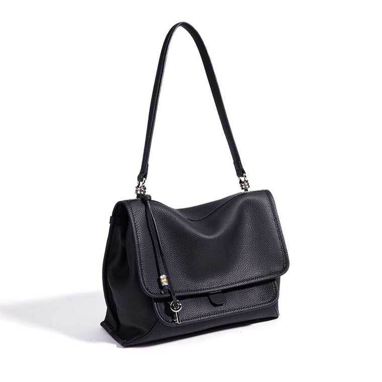 Slouchy Supple Genuine Leather Flap Messenger Clutch Bag