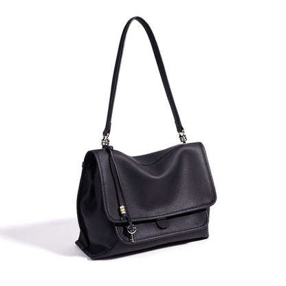 Slouchy Supple Genuine Leather Flap Messenger Clutch Bag