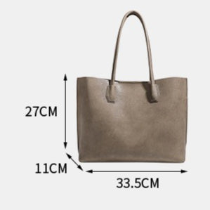 Minimalist Soft Genuine Leather Magnetic Slouchy Tote Shoulder Bag