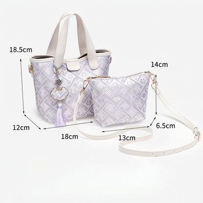 Serene Vegan Eco-Leather Mini Tote Bag with Detachable Mini Pouch