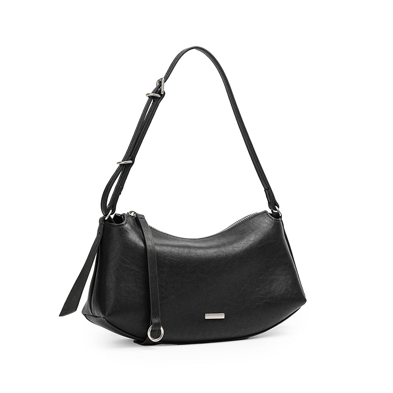 Elegant Genuine Leather Crescent Clutch Bag