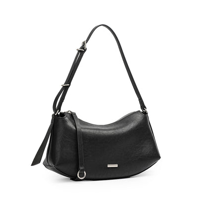 Elegant Genuine Leather Crescent Clutch Bag
