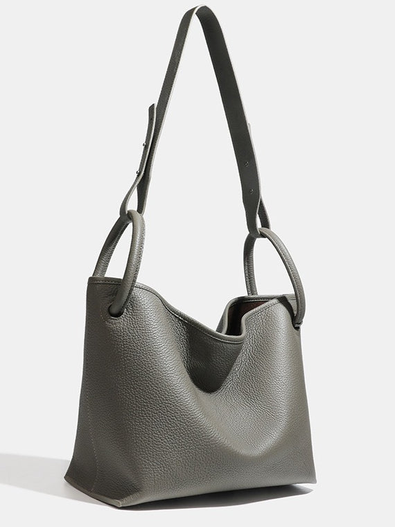 Timeless Large Capacity Soft Genuine Leather Bucket Shoulder Bag