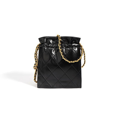 Damen-Beuteltasche aus echtem Leder mit gesteppter Kette – Schicke Umhängetasche für den Alltag