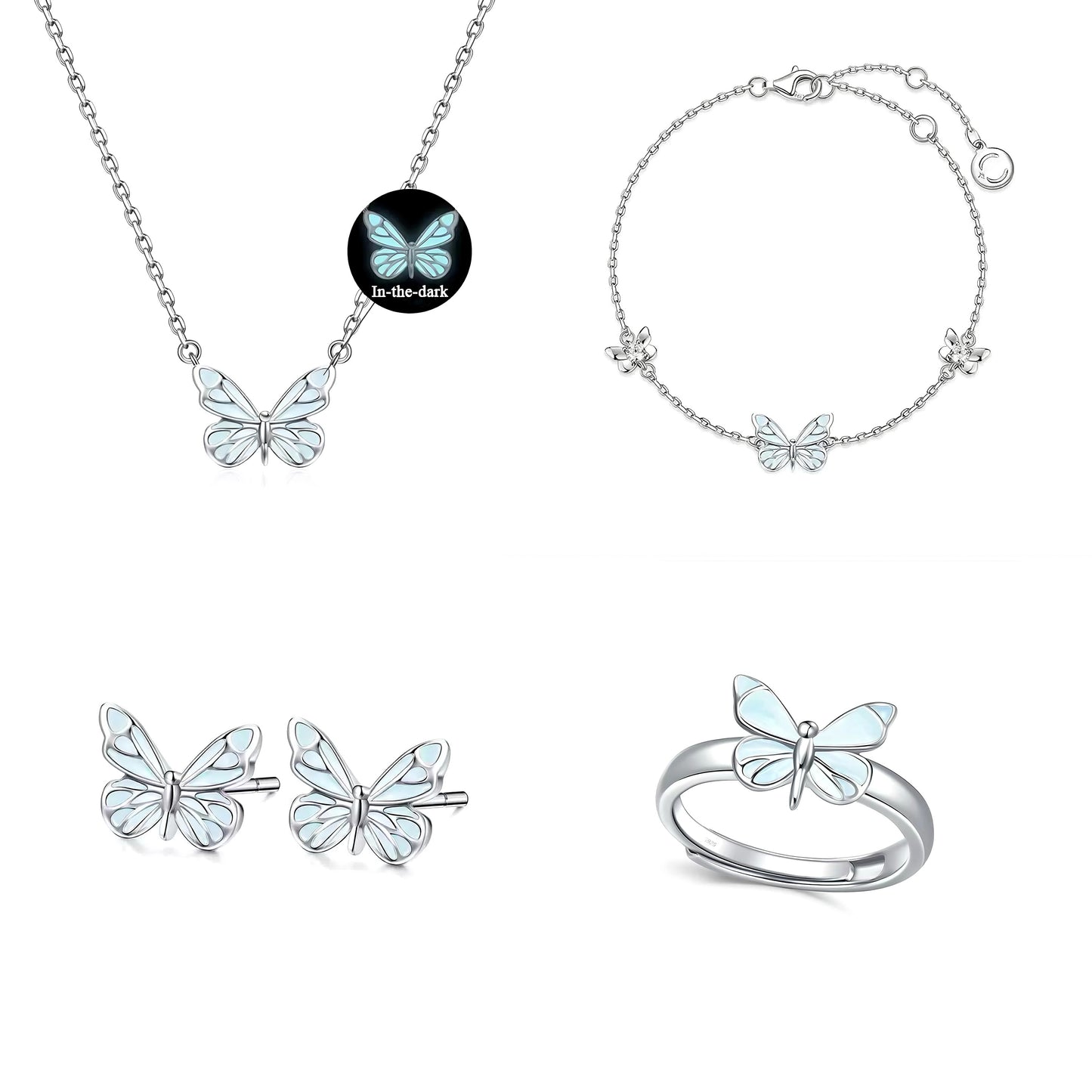 Luminous Dream Blue Butterfly Jewelry Bundle