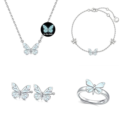 Luminous Dream Blue Butterfly Jewelry Bundle
