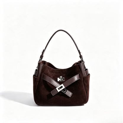 Lässige Beuteltaschen-Clutch aus echtem Veloursleder