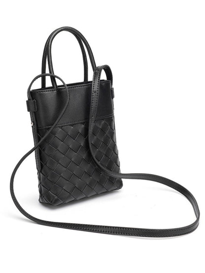 Artisan Woven Genuine Lambskin Leather Mini Clutch Bag