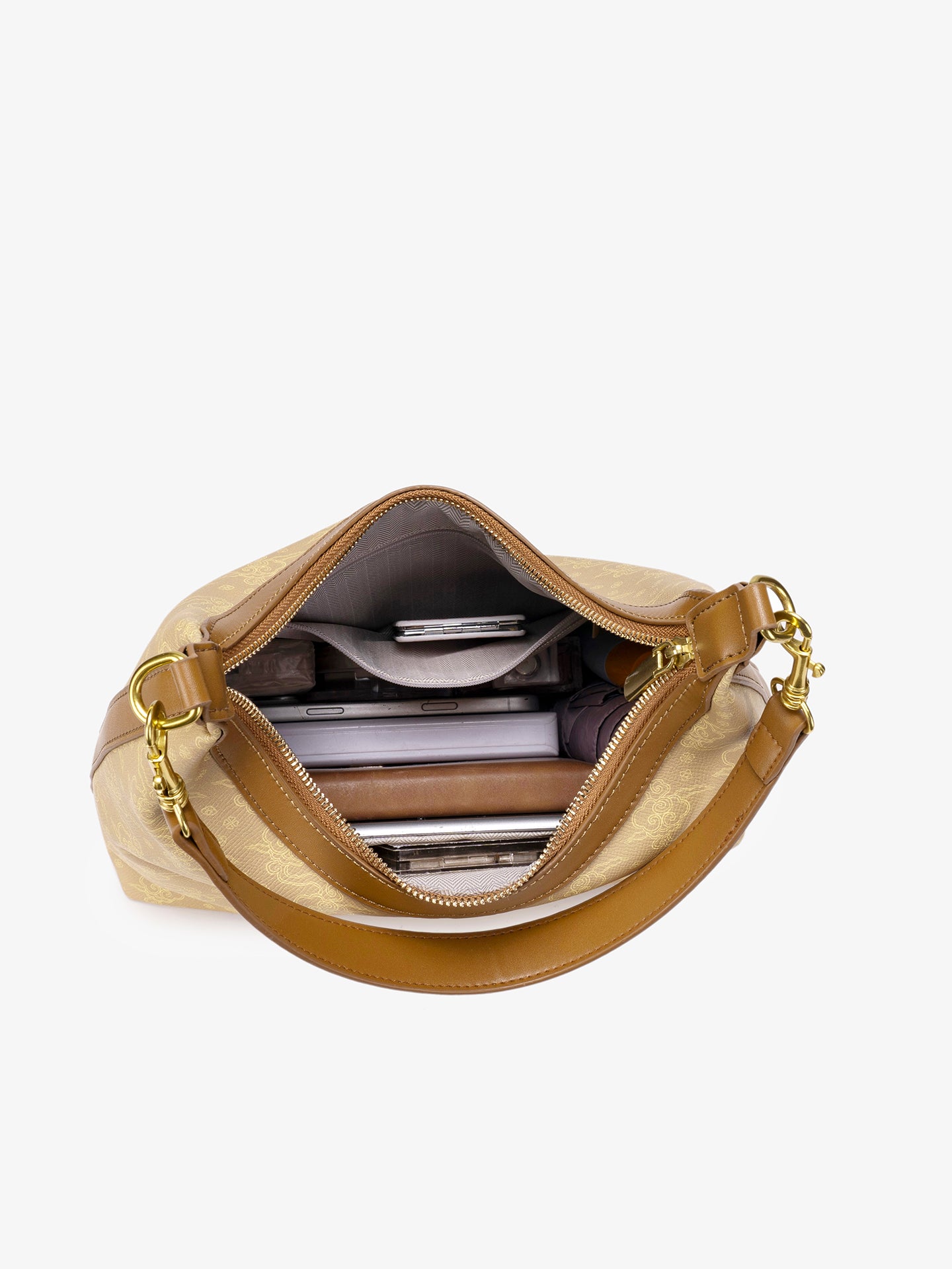 Exquisite Vintage Cloud Motif Vegan Eco-Leather Hobo Bag