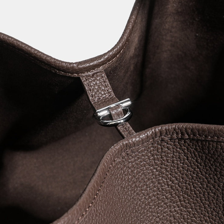 Timeless Large Capacity Soft Genuine Leather Bucket Shoulder Bag