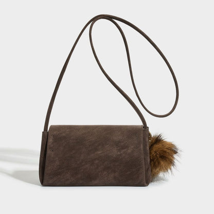 Distressed Sculptured Genuine Matte Cowhide Trapezoid Bag