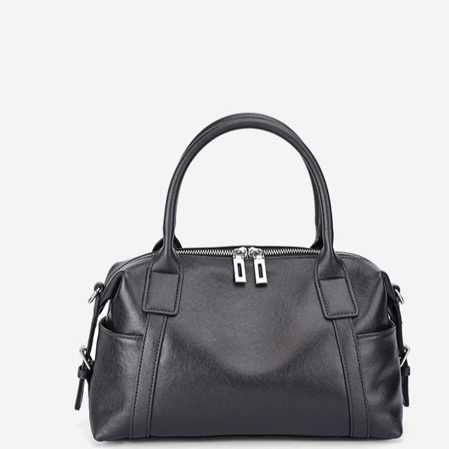 Minimalist Barrel Genuine Leather Satchel