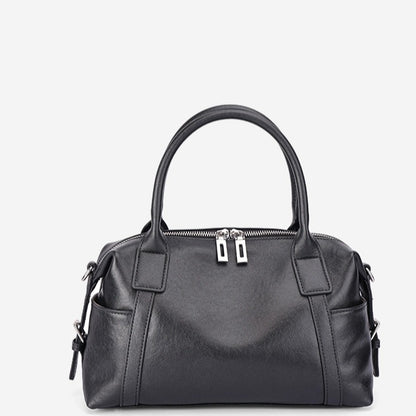 Minimalist Barrel Genuine Leather Satchel