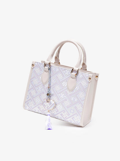 Exquisite Vegan Eco-Leather Mini Tote Clutch Bag with Elegant Tassel Charm