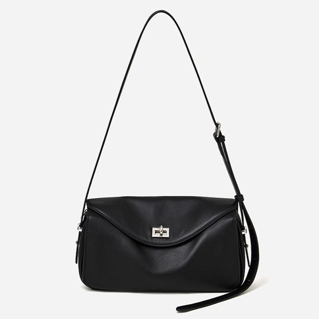 Silky Matte Genuine Leather Envelope Flap Clutch Bag