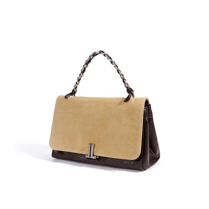 Elegant Genuine Leather Flap Messenger Clutch Bag