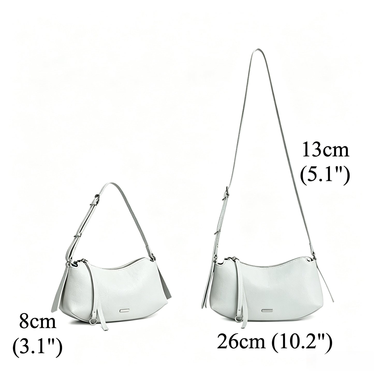 Elegant Genuine Leather Crescent Clutch Bag