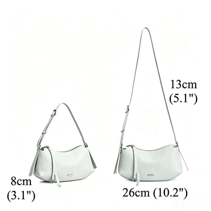Elegant Genuine Leather Crescent Clutch Bag