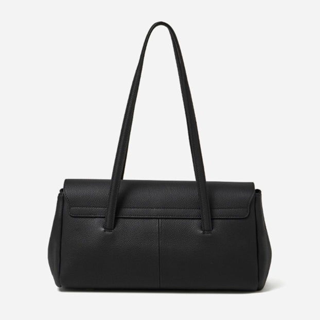 Sleek Pebbled Grain Texture Flap Genuine Leather Tote Clutch Bag