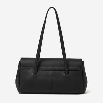 Sleek Pebbled Grain Texture Flap Genuine Leather Tote Clutch Bag