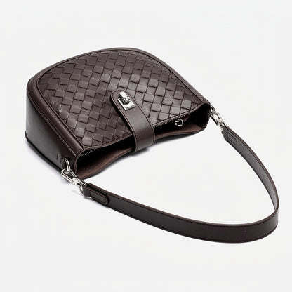 Intricate Woven Genuine Leather Saddle Clutch Bag
