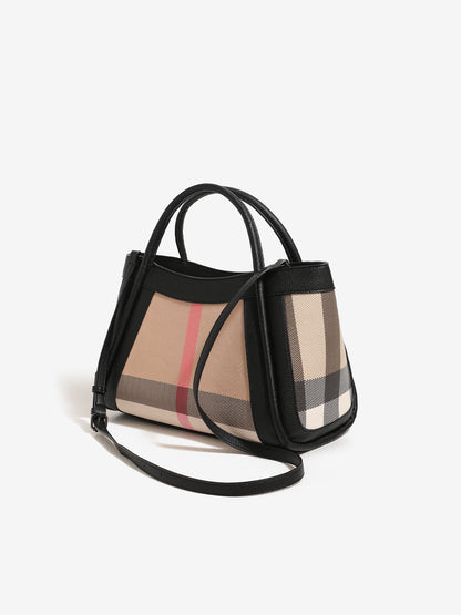 Classic Plaid Vegan Eco-Leather Tote Clutch Bag