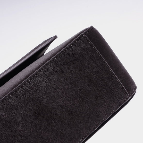 Refined Genuine Leather Shoulder Clutch Bag with Key Charm