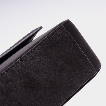 Refined Genuine Leather Shoulder Clutch Bag with Key Charm