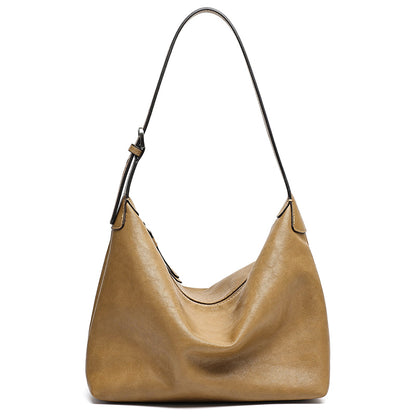 Supple Slouchy Genuine Leather Crescent Hobo Clutch Bag