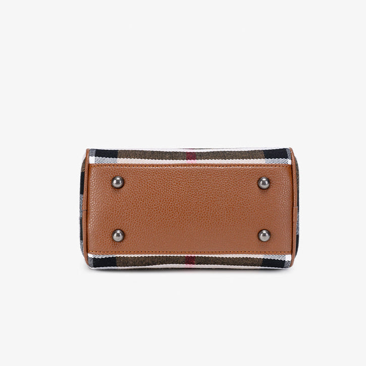 Iconic British Plaid Vegan Eco-Leather Boston Clutch Bag