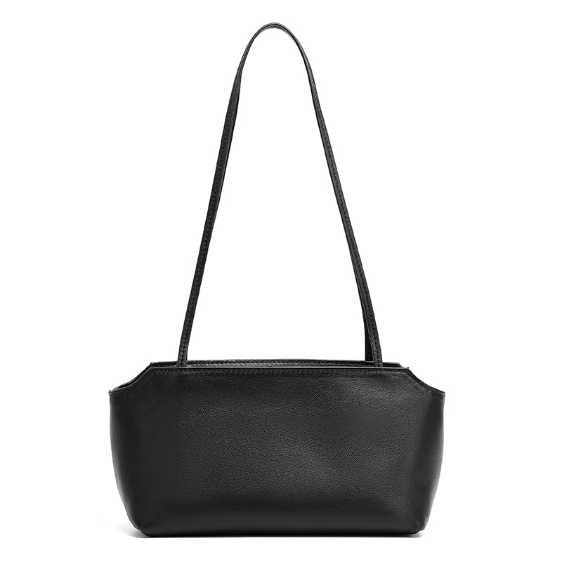 Minimalist Genuine Lambskin Leather Baguette Clutch Bag