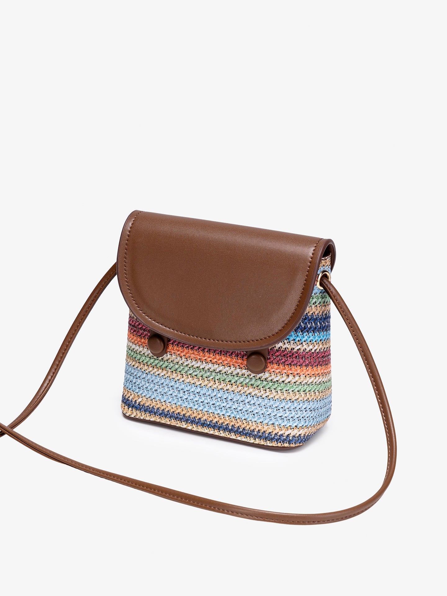 Vibrant Vegan Eco-leather Rainbow Stripe Mini Crossbody Bag